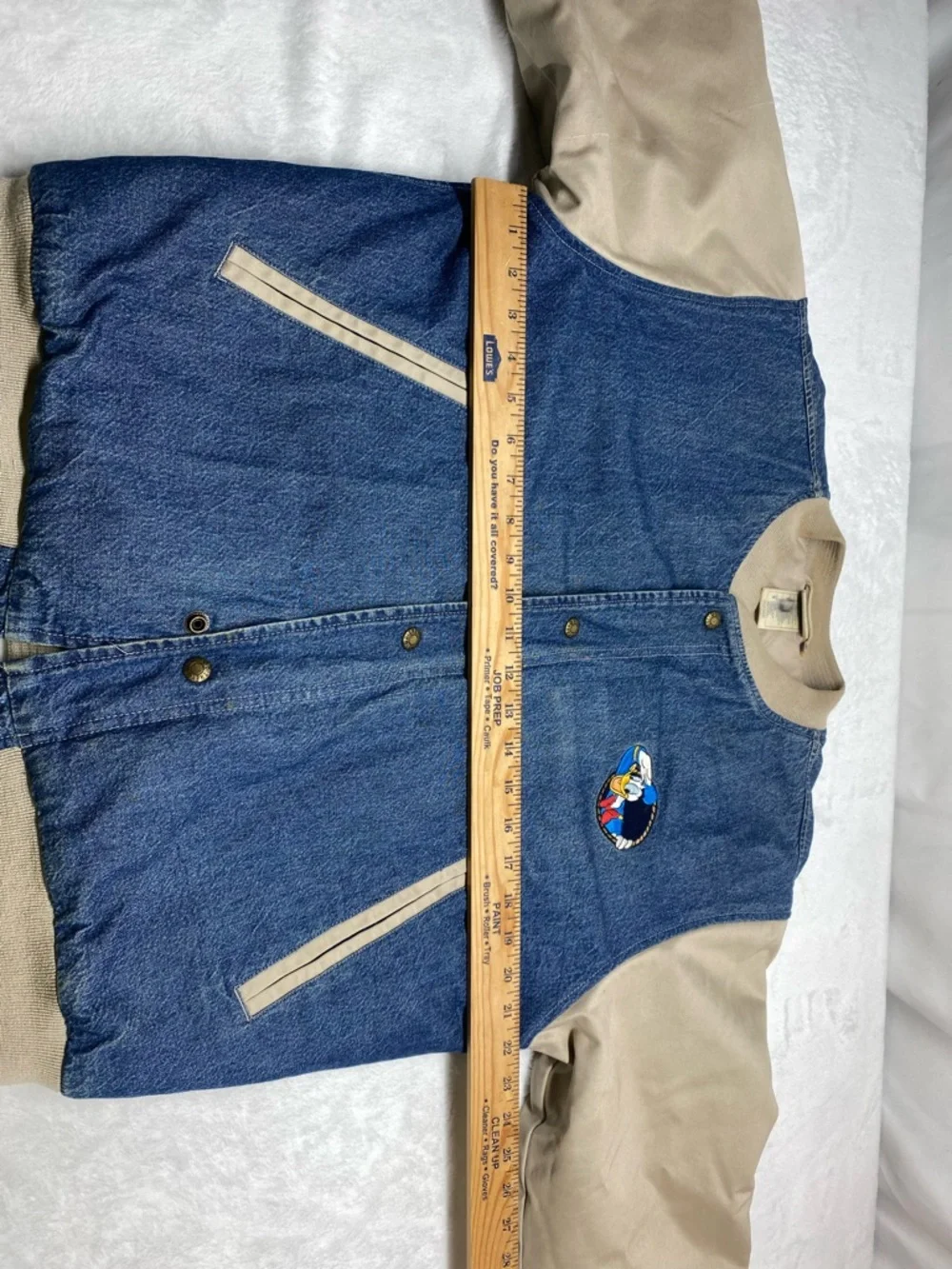 Rare vintage 90s Disney Donald Duck denim varsity jacket Size Small